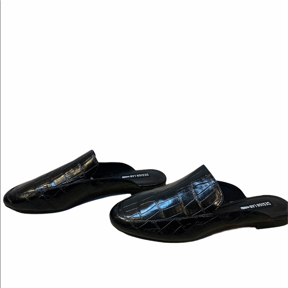 NEW Design Lab L&T Viola Black Croc Mules Sz 8.5M - Picture 3 of 4
